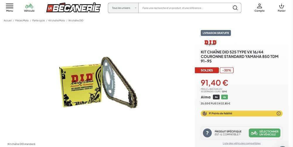 Kit chaîne DID VX (X-ring) : La référence polyvalente route et sport-touring